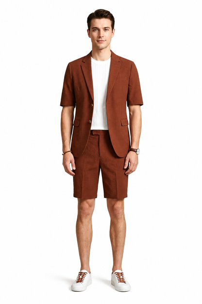 Herren Kurzarmblazer- und Shorts-Set-Sets for Men-Alpenkind