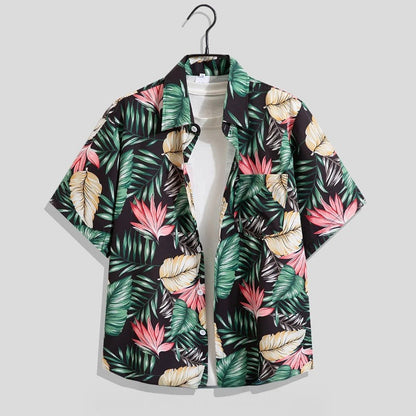 Herren-Kurzarmhemd mit Blumenmuster-Shirts for men-Alpenkind
