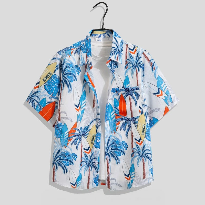 Herren-Kurzarmhemd mit Blumenmuster-Shirts for men-Alpenkind