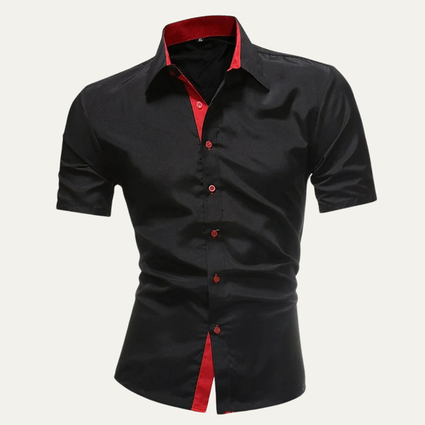 Herren Kurzarmhemd mit Knopfleiste und strukturiertem Kragen-Shirts for men-Alpenkind