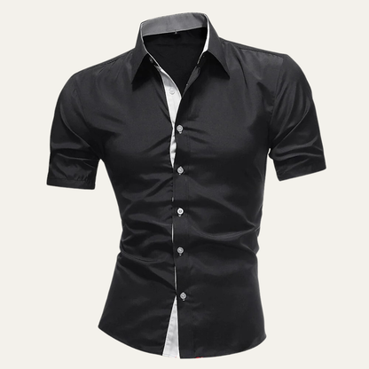 Herren Kurzarmhemd mit Knopfleiste und strukturiertem Kragen-Shirts for men-Alpenkind