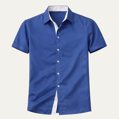 Herren Kurzarmhemd mit Knopfleiste und strukturiertem Kragen-Shirts for men-Alpenkind