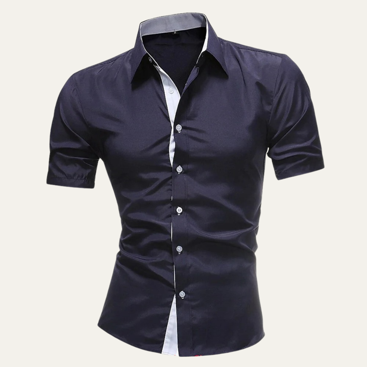 Herren Kurzarmhemd mit Knopfleiste und strukturiertem Kragen-Shirts for men-Alpenkind