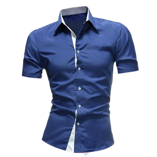 Herren Kurzarmhemd mit Knopfleiste und strukturiertem Kragen-Shirts for men-Alpenkind