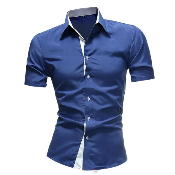 Herren Kurzarmhemd mit Knopfleiste und strukturiertem Kragen-Shirts for men-Alpenkind
