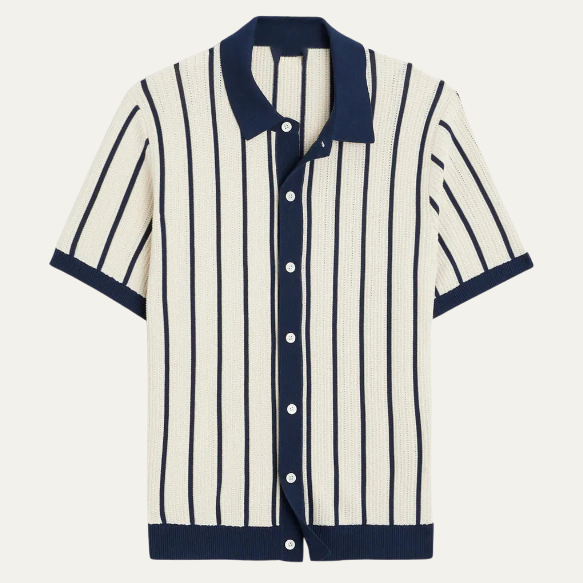 Herren Kurzarmhemd mit Kragen und vertikalem Streifenmuster-Shirts for men-Alpenkind