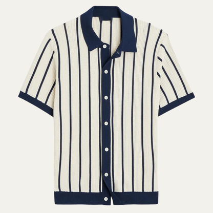 Herren Kurzarmhemd mit Kragen und vertikalem Streifenmuster-Shirts for men-Alpenkind