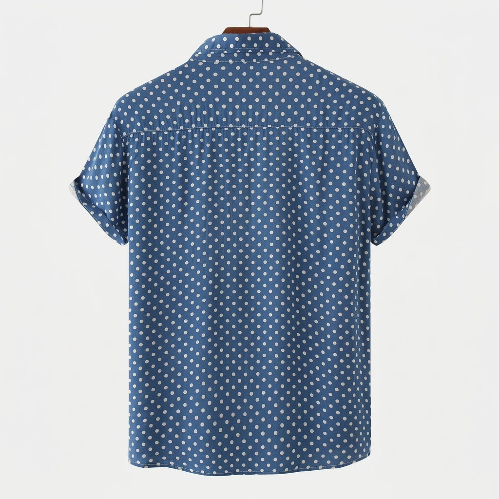 Herren-Kurzarmhemd mit Punktemuster und Knopfleiste-Shirts for men-Alpenkind