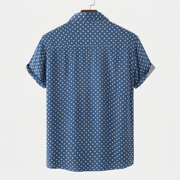 Herren-Kurzarmhemd mit Punktemuster und Knopfleiste-Shirts for men-Alpenkind