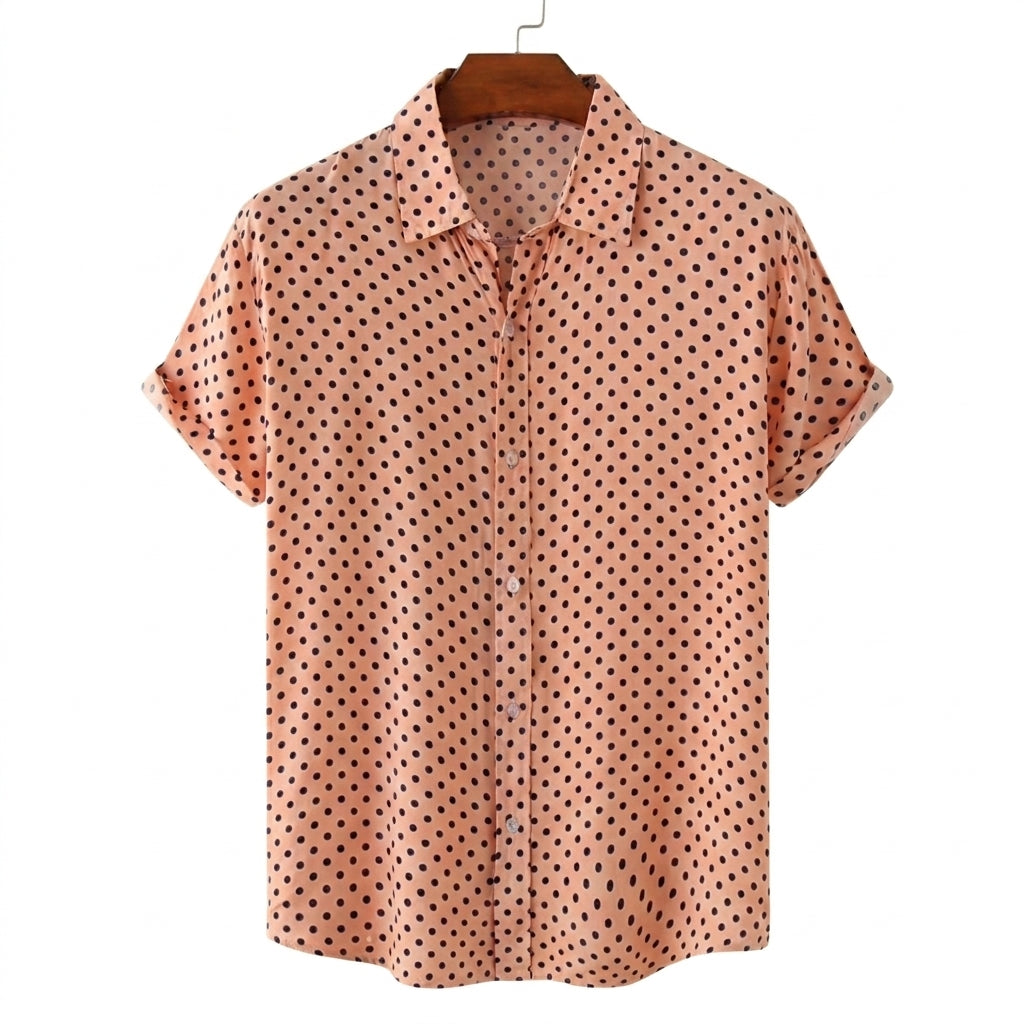 Herren-Kurzarmhemd mit Punktemuster und Knopfleiste-Shirts for men-Alpenkind