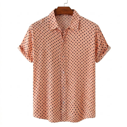 Herren-Kurzarmhemd mit Punktemuster und Knopfleiste-Shirts for men-Alpenkind