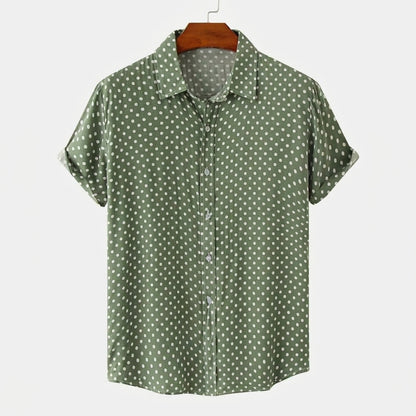 Herren-Kurzarmhemd mit Punktemuster und Knopfleiste-Shirts for men-Alpenkind