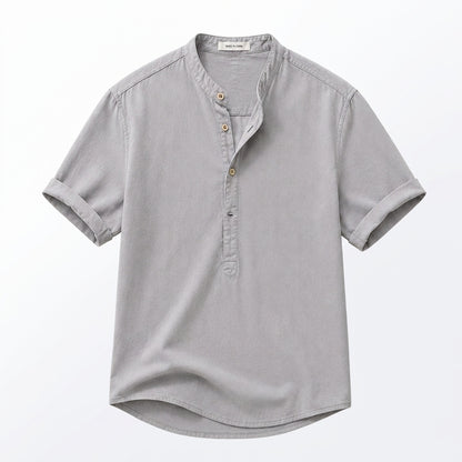 Herren Kurzarmhemd mit Stehkragen und halber Knopfleiste-Shirts for men-Alpenkind