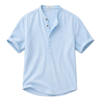 Herren Kurzarmhemd mit Stehkragen und halber Knopfleiste-Shirts for men-Alpenkind