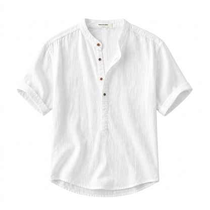 Herren Kurzarmhemd mit Stehkragen und halber Knopfleiste-Shirts for men-Alpenkind