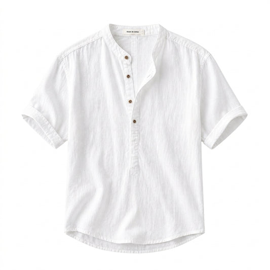 Herren Kurzarmhemd mit Stehkragen und halber Knopfleiste-Shirts for men-Alpenkind