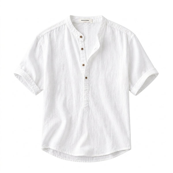 Herren Kurzarmhemd mit Stehkragen und halber Knopfleiste-Shirts for men-Alpenkind