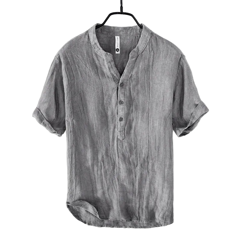 Herren Kurzarmhemd mit Stehkragen und Knopfleiste-Men Shirt-Alpenkind