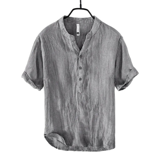 Herren Kurzarmhemd mit Stehkragen und Knopfleiste-Men Shirt-Alpenkind