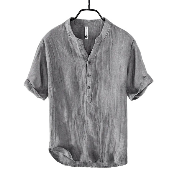 Herren Kurzarmhemd mit Stehkragen und Knopfleiste-Shirts for men-Alpenkind