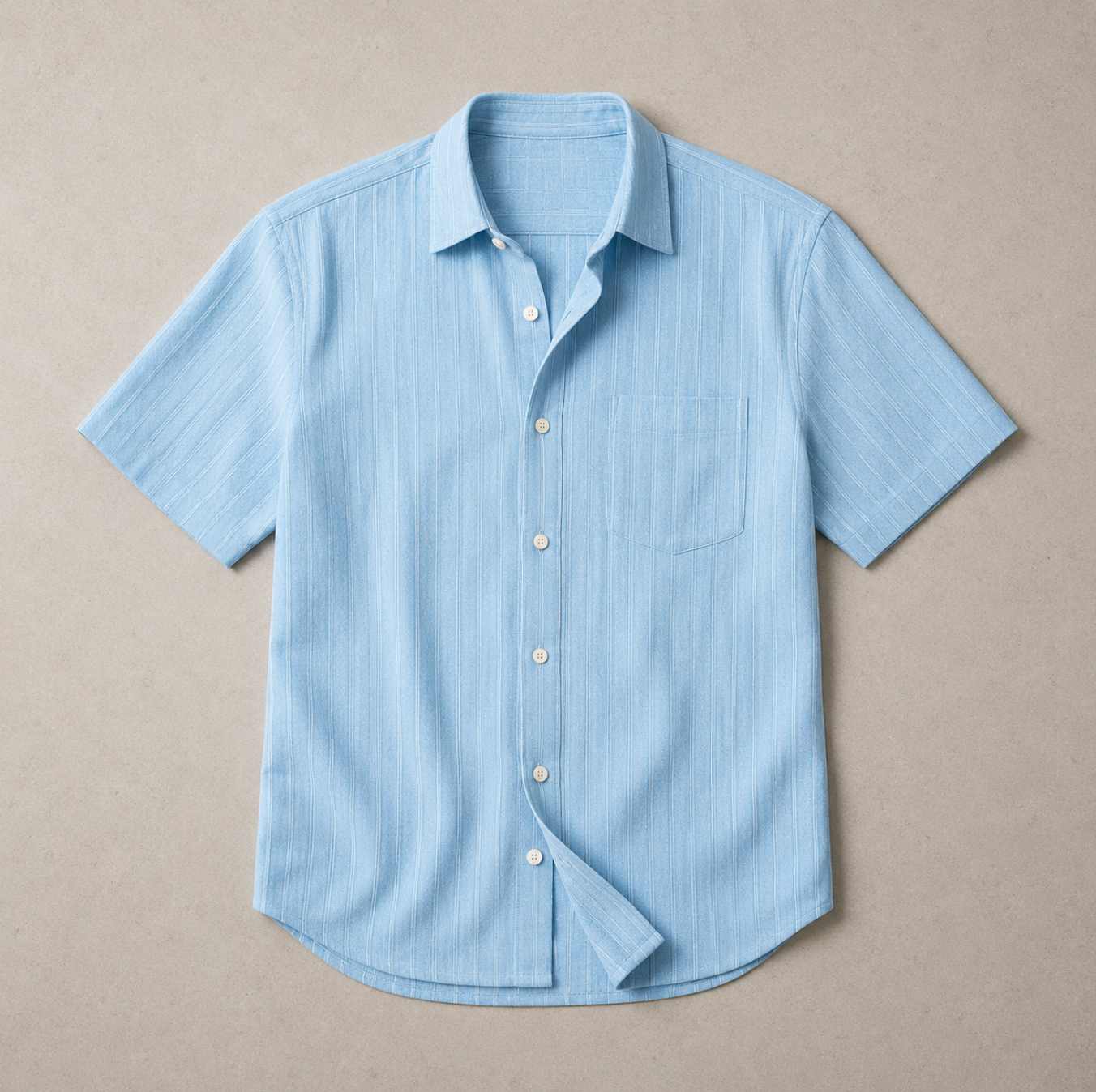 Herren Kurzarmhemd mit vertikaler Rippenstruktur und Brusttasche-Shirts for men-Alpenkind