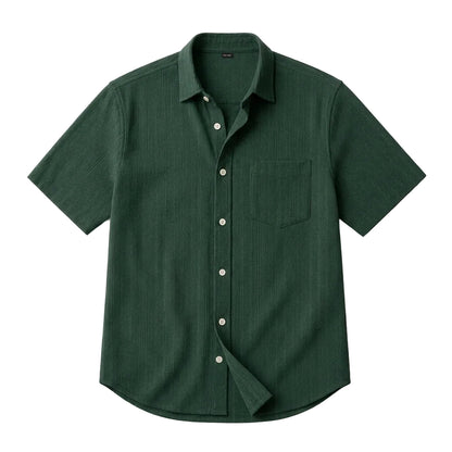 Herren Kurzarmhemd mit vertikaler Rippenstruktur und Brusttasche-Shirts for men-Alpenkind