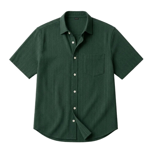 Herren Kurzarmhemd mit vertikaler Rippenstruktur und Brusttasche-Shirts for men-Alpenkind