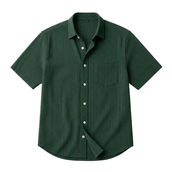 Herren Kurzarmhemd mit vertikaler Rippenstruktur und Brusttasche-Shirts for men-Alpenkind