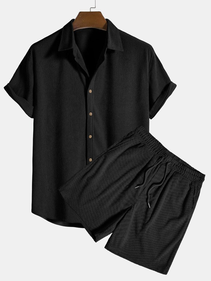 Herren Kurzarmhemd und Shorts Set-Shirts for men-Alpenkind
