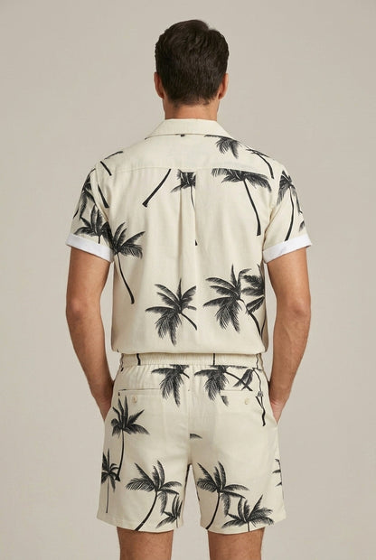 Herren Kurzarmhemd- und Shorts-Set mit Palmenmuster-Sets for Men-Alpenkind