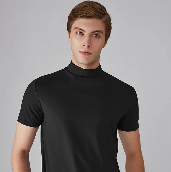 Herren Kurzarmshirt mit hohem Kragen-Men Tops-Alpenkind