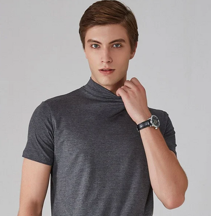 Herren Kurzarmshirt mit hohem Kragen-Men Tops-Alpenkind