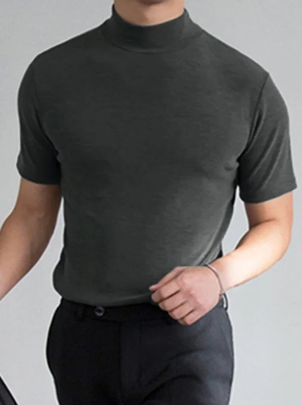 Herren Kurzarmshirt mit hohem Kragen-Men Tops-Alpenkind