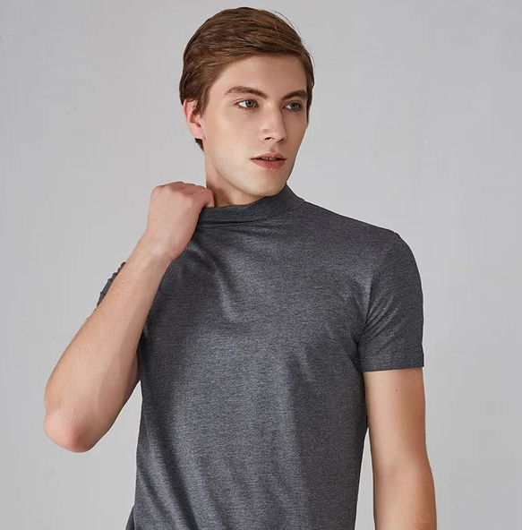 Herren Kurzarmshirt mit hohem Kragen-Men Tops-Alpenkind