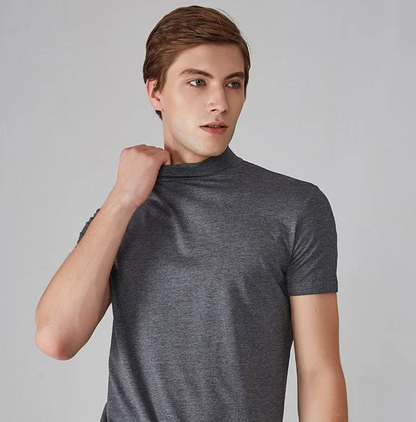 Herren Kurzarmshirt mit hohem Kragen-Men Tops-Alpenkind