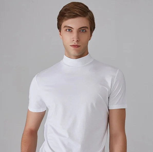 Herren Kurzarmshirt mit hohem Kragen-Men Tops-Alpenkind