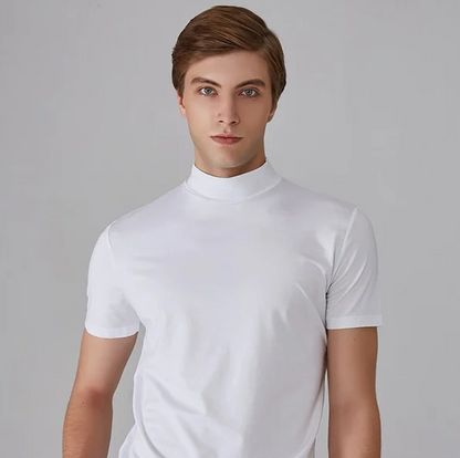 Herren Kurzarmshirt mit hohem Kragen-Men Tops-Alpenkind
