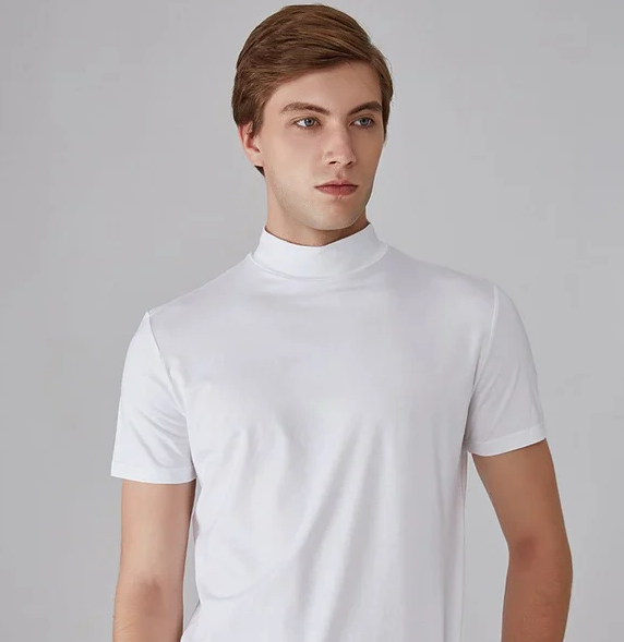 Herren Kurzarmshirt mit hohem Kragen-Men Tops-Alpenkind