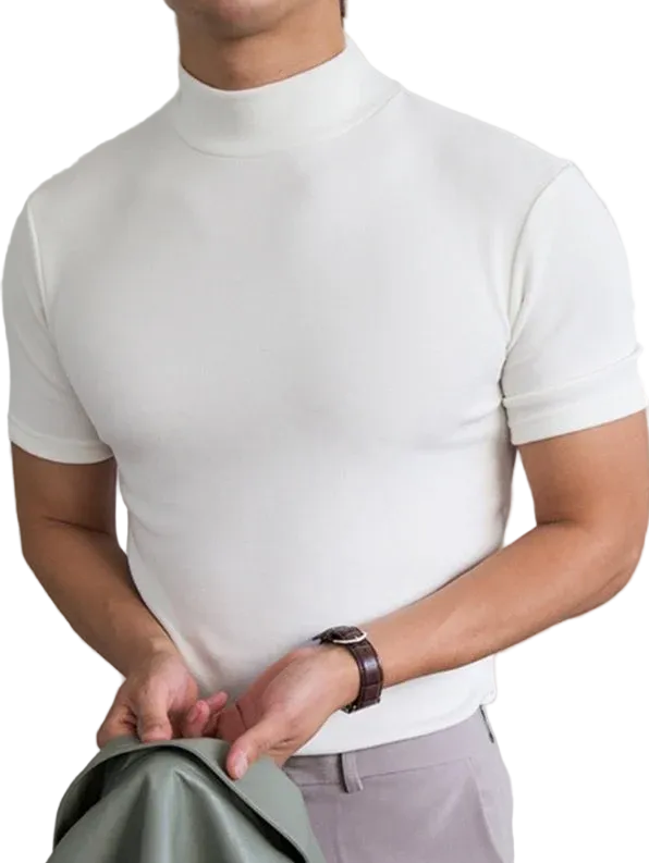 Herren Kurzarmshirt mit hohem Kragen-Men Tops-Alpenkind