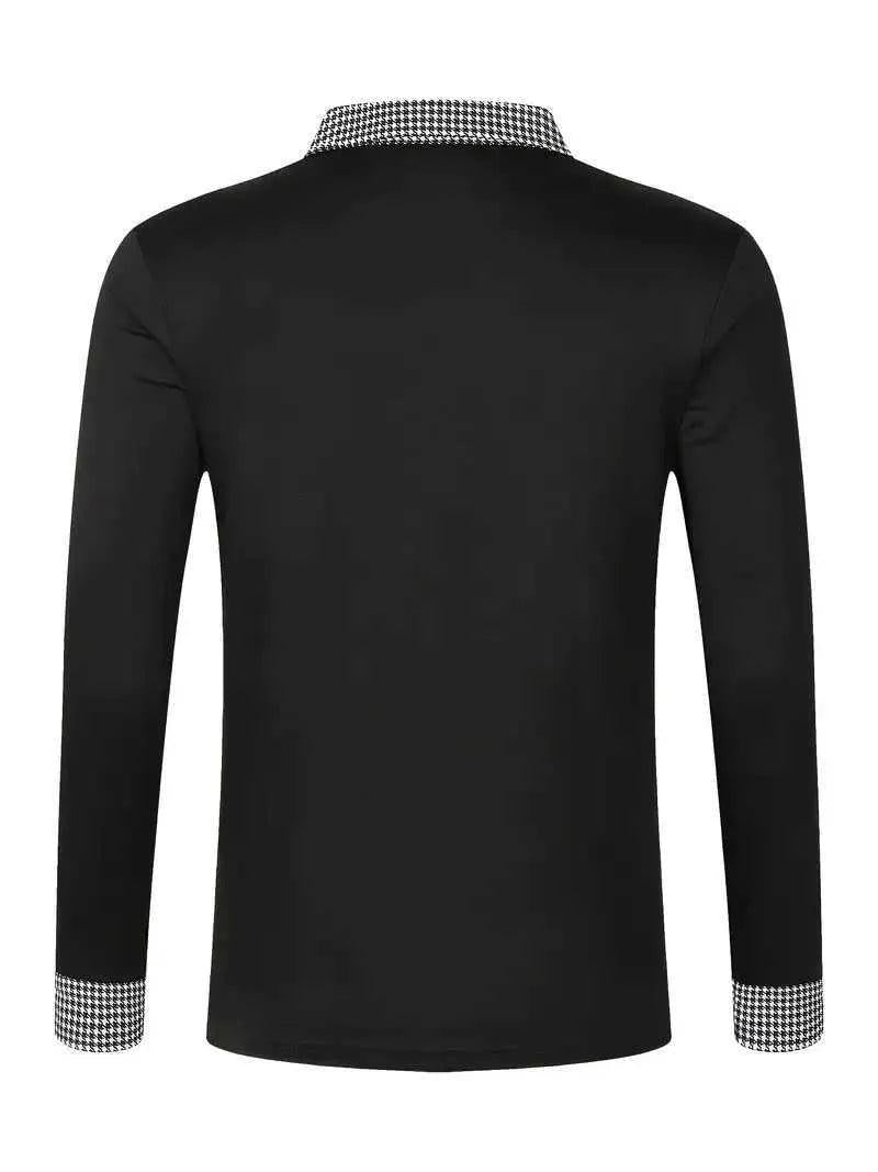 Herren Langarm Poloshirt mit gemustertem Kragen-Men Shirt-Alpenkind