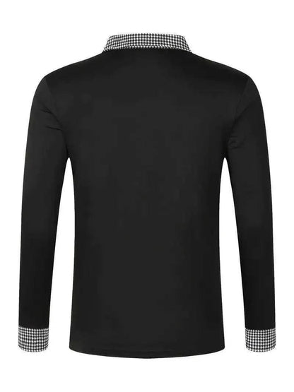 Herren Langarm Poloshirt mit gemustertem Kragen-Men Shirt-Alpenkind