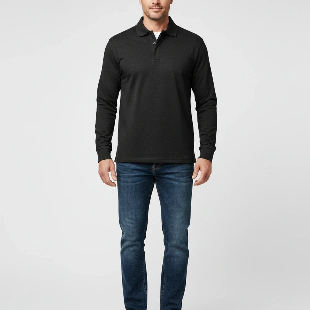 Herren Langarm-Poloshirt mit Knopfleiste-Shirts for men-Alpenkind