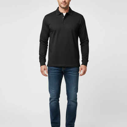 Herren Langarm-Poloshirt mit Knopfleiste-Shirts for men-Alpenkind