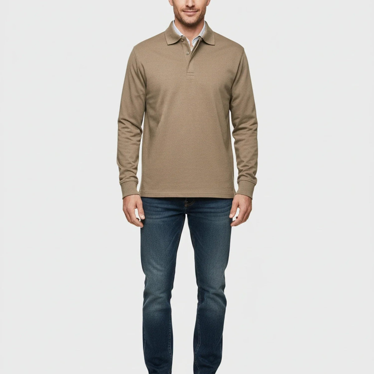 Herren Langarm-Poloshirt mit Knopfleiste-Shirts for men-Alpenkind