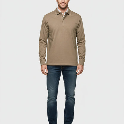 Herren Langarm-Poloshirt mit Knopfleiste-Shirts for men-Alpenkind