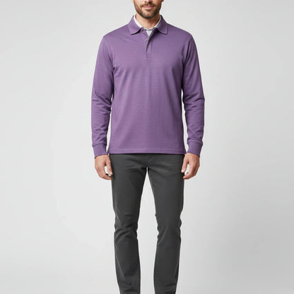Herren Langarm-Poloshirt mit Knopfleiste-Shirts for men-Alpenkind