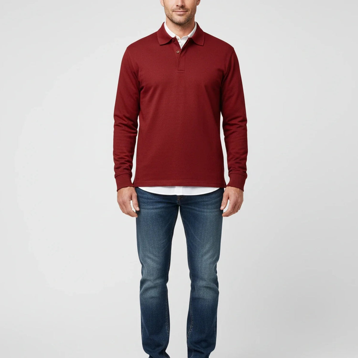Herren Langarm-Poloshirt mit Knopfleiste-Shirts for men-Alpenkind