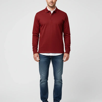 Herren Langarm-Poloshirt mit Knopfleiste-Shirts for men-Alpenkind