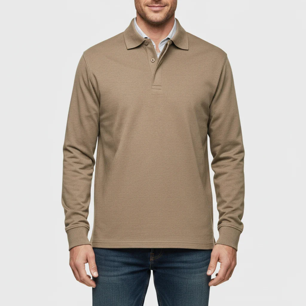 Herren Langarm-Poloshirt mit Knopfleiste-Shirts for men-Alpenkind