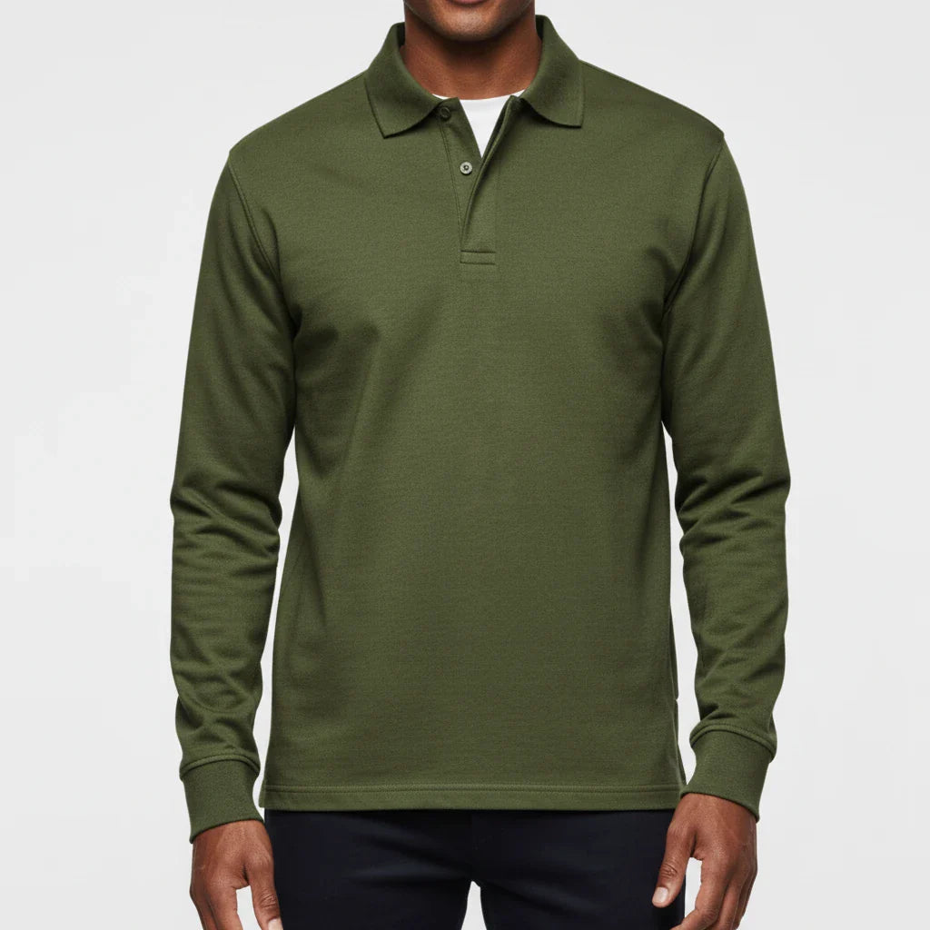 Herren Langarm-Poloshirt mit Knopfleiste-Shirts for men-Alpenkind